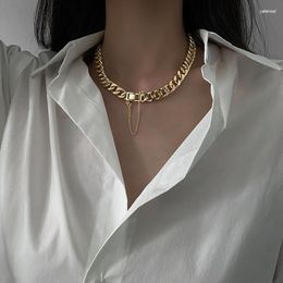 Choker Minar Cool Chunky Cuban Chain For Women Gold Color Metallic Bucket Punk Necklace Minimalist Statement Jewelry