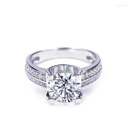 Cluster Rings Tianyu Gems 2ct 1ct Moissanite H&A Cut Diamonds Silver U Prong Setting 5mm Round White Gemstone Finger Band Ring For Women