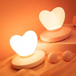 Night Lights LED Heart Table Lamp Eye Protection Romantic Desk Bedside Warm Light Learning Modern for Living Room Reading Home Decor HKD230628