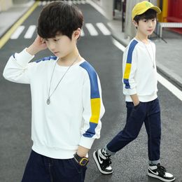 T shirts Spring Kids Boys Sweatshirt Cotton Teenage 3 Colour Sport Tops Fall Arrivals Long Sleeve Pullover T Shirt Children Casual Top 230627