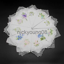 Bandanas 2020 5Pcs Womens Cotton Handkerchiefs Floral Embroidered Butterfly Lace Pocket Hanky x0628