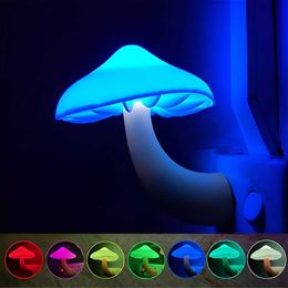 Christmas Gift LED Night Lights Mushroom Shape Automatic Sensor Bedroom Decor Wall Lamps for Kid Room Bedside Lamp US/EU Plug HKD230628