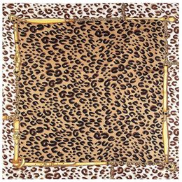 Scarves Twill Square Silk Scarf For Women Leopard Print Large Elegant Ladies Shawls And Wraps Bandanas 2023