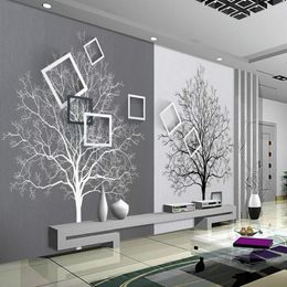 Wallpapers Nordic Black And White Tree 3D Geometric Background Mural For Walls Living Room Bedroom Wall Papers Home Decor