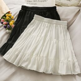 Skirts Women's Summer Sexy High Waist Slim Pleated A Line Mini Skirts Korean Fashion Casual Short Black White Skirt Alt Clothes Female 230628