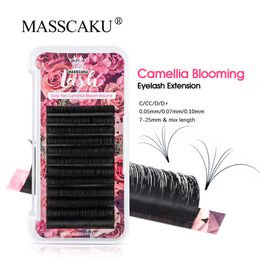 False Eyelashes MASSCAKU Camellia Extension Auto Fans Bloom Magnetic Easy Fanning Individual Beauty Lashes 230627