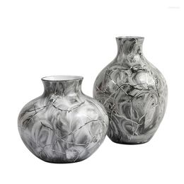 Vases Hand-Painted Vine Pattern Small Mouth Round Belly Ceramic Flower Bottle Living Room Entrance TV Cabinet Home Decoration