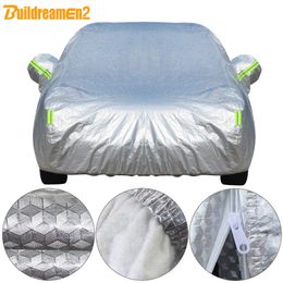 Covers Buildremen2 Thick Car Cover 3 Layer Aluminium Foil Polyester Taffeta Cotton Waterproof Sun Rain Hail Resistant Auto CoverHKD230628