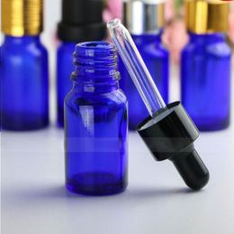 Blue Glass Dropper Bottles 10ml Portable Travel Empty Pipette Cosmetic Containers Refillable Essential oil Perfume Bottles 768Pcs Lot Tqind
