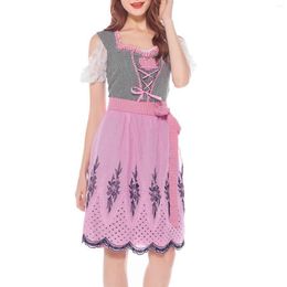 Casual Dresses Ladies Retro Cute Oktoberfest Fun Stage Costumes Strappy Bowknot Dress 2023 Summer Sweet For Women