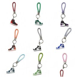 Keychains Lanyards 14 Colors Famous Designer Sile 3D Sneaker Pu Rope Keychain Men Women Fashion Shoes Keycring Car Basketball Hang Dhkqd