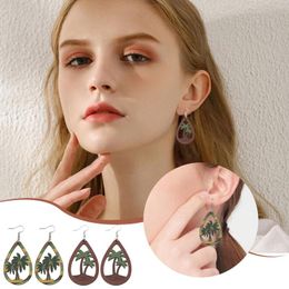 Stud Earrings Ear Ring Tropical Beach Coconut Tree Pendant Double Sided Fashion Water Drop For Women