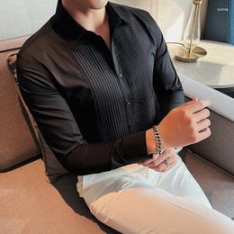 Men's Dress Shirts Men's Men's Solid High-quality Business Colour Formal Groom Social Slim-fit Shirt Sleeve Wedding Design Long