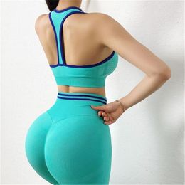 Yoga Outfit Women Fitness Crop Top Cup A-D Running Gym Training Athletic Wear Female Push Up Workout Sportswear Seamless Sports Bras