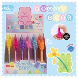 Pens 36 pcs/lot Creative Candy Bear Press Gel Pen Cute 0.5 mm black ink Signature Pens Office School Supplies Stationery gift
