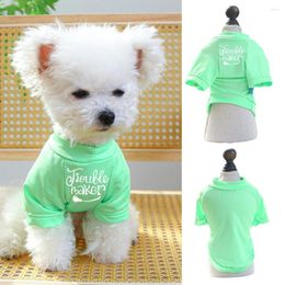 Dog Apparel Comfy Summer Printed T-Shirt Fluorescent Green Pet Soft Comfortable Two-legged Pullover For Small Dogs Supply