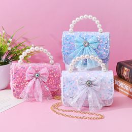 Handbags Korean Style Kids Bowknot Crossbody Bags for Baby Girls Coin Pouch Tote Hand Cute Toddler Party Purse Gift 230628