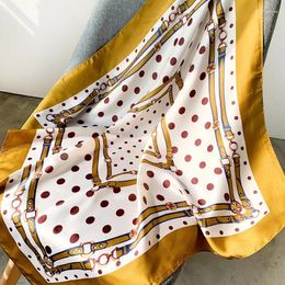 Scarves Fashion Silk Satin Neck Scarf For Women Dot Print Kerchief Small Shawls Bag Scarfs Female 70 70cm Square Head Ladies