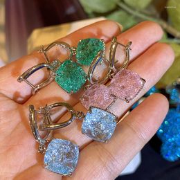 Dangle Earrings Candy Color Sea Blue Lake Green Crushed Daily Stud Sweet Girl Square Pendant Chic Summer Eardrop