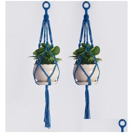 Garden Decorations Knot Bloom Rame Plant Hanger - Indoor/Outdoor Flower Pot Holder Wall Art Decor W/ Metal Ring Vintage Style Nylon Dh5As