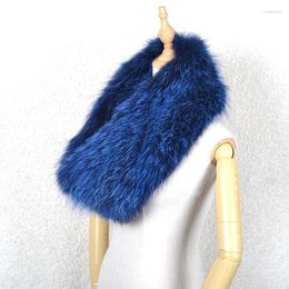 Scarves Real Fur Scarf Winter Warm Knit Natural Ring Blue Colour 90cm Long Women S102