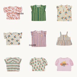 T-shirts EnkeliBB Toddler Girl Lovely Summer T-shirt TC Kids Arrivals Cartoon Lovely Short Sleeve Tees Summer Cute Flower Print 230627