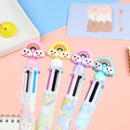 Pens 36 pcs/lot Creative Rainbow 6 Colours Ballpoint Pen Cute Press Ball pens School Office writing Supplies Stationery Gift