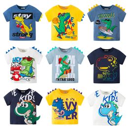 T-shirts Summer Children Boys Shorts Sleeve T-shirts Cartoon Dinosaur Cotton Toddler Boys Top 2-8 Years Kids Baby Boy Tees Clothes 230627