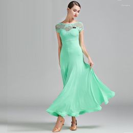 Stage Wear 3 Colors Green Ballroom Dress Woman Foxtrot Waltz Dresses Lady Dancing Spanish Flamenco Dance B-6182