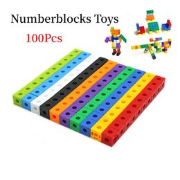 Puzzles 100pcs Math Toys Linking Cubes Numberblocks Interlocking Multilink Counting Blocks Kids Learning Educational Children Toy Gift 230628