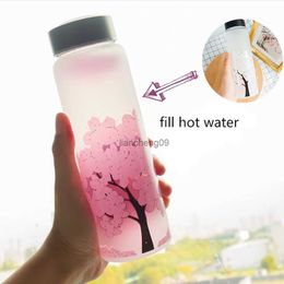 1000ML Kawaii Color Changing Sakura Bottle Cute Water Bottle With Protective Bag For Girl Student Fashion Sport Drinking Bottle L230620