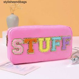 Totes Casual Toiletry Bag Embroidery Letter Patch Organiser Portable Zipper Travel Makeup Pouch Waterproof Nylon for Lady Girls stylisheendibags