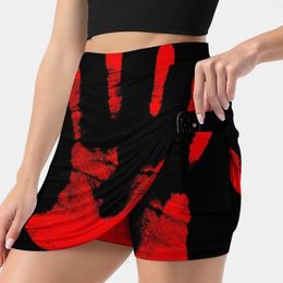 Skirts Red Right Hand Women's Skirt Y2K Summer Clothes 2023 Kpop Style Trouser With Pocket Nick Cave