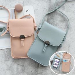 Evening Bags Transparent Touch Screen Retro Simple Mobile Phone Bag Women PU Chain Messenger Small Flap Mini Shoulder 230628