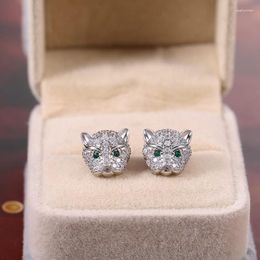 Stud Earrings 2023 Women Full Zircon Leopard Head