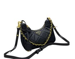 Fashionable nylon bag hobo1:1 quality zipper bag with diamond pattern triangle sequins for women diagonal cross shoulder bag luxury designer bag
