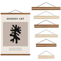 Frames 8 Colours Recyclable Magnetic Po Frame Black White Wood Frame Magnetic Poster Hanger Frames Canvas Print Wall Art Home Decor 230628