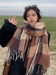 Scarves Korean Imitation Cashmere Women Scarf Winter Plaid Tassel Warm Scarve Pashmina Mujer Foulard Bufanda Wrap Shawl Stoles Cachecol