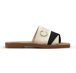 Famous designer luxury women's sandals wooden flat-bottomed mule slippers black and white beige pink Coach Sandels Lidies office platform Sandales with box.