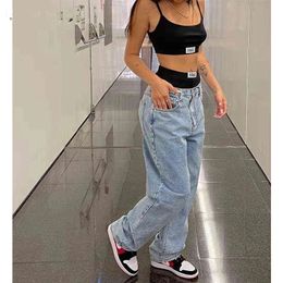 Low Rise Jeans Women Baggy Jeans 2023New Fashion Straight Leg Pants Y2k Denim Trousers Blue Vintage Mom Loose Low Waist Jeans Y220311