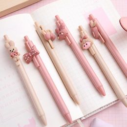 Pens 48Pcs/Lot Creative Cartoon Cute Girl Push Signature School Writing Gel Pen Promotion Gifts Stationery Water Rollerball Pen