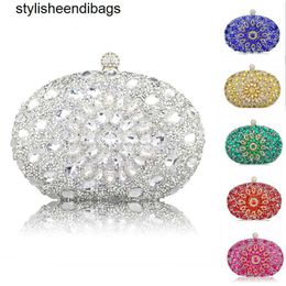 Totes Wedding Diamond Floral Lady HandBag Silver Clutches Bag Women Crystal Prom Wallet For Party Sling Package Cell Phone Pocket stylisheendibags