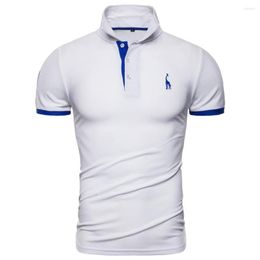 Men's Polos Drop 13 Colours BabYoung Brand Soild Polo Giraffe Embroidery Short Sleeve Men Casual Cotton Shirt