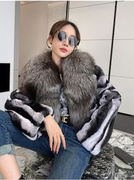 Winter Real Fur Coat Women Natural Rex Rabbit Fur Jacket Thick Warm High Quality Luxury Short Female Streetwear Fox Fur