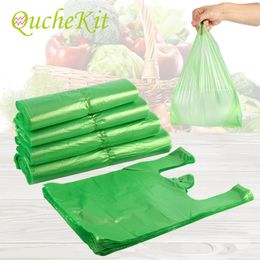 Other Disposable Plastic Products 100pcs 9sizes Green Vest Plastic Bag Carry Out Gift Retail Supermarket Grocery Shopping with Handle for Garbage 230629 clephan
