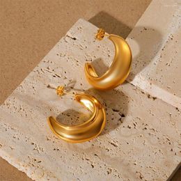 Stud Earrings BOAKO 316 Stainless Steel Unusual Design C Shape For Women 18K Gold Color Piercing Fashion Jewelry Accessories