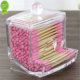 New Acrylic Cotton Swabs Storage Holder Box Portable Transparent Makeup Cotton Pad Cosmetic Container Jewelry Organizer Case