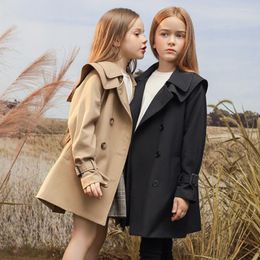 Coat Spring Autumn Kids Clothes Girls Trench Khaki Windbreaker Jackets Long Sleeve Coats Teens Outdoor Windproof
