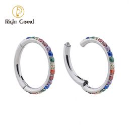Navel Bell Button Rings Right Grand ASTM 36 Hinged Nose Ring Hoop Daith Septum Clicker 16G 8mm10mm12mm Cubic Zirconia Piercing Jewellery 230628