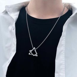 Chains Yachu Geometry Interlocking Square Triangle Male Pendant For Men Modern Geometric Stacking Vintage Fashion Hip Hop Necklace
